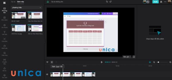 Tách video trong capcut