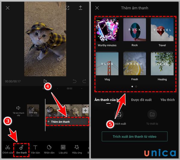 Chèn nhạc vào capcut