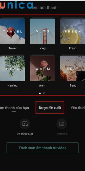 Lựa chọn âm thanh có sẵn trên Capcut
