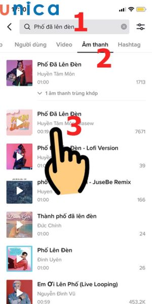 Vào tiktok để tìm kiếm video muốn lấy nhạc