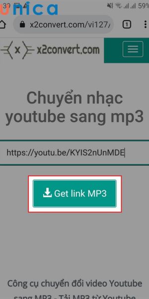 Dán đường link vừa copy bên trên vào khung để tải nhạc từ video trên YouTube