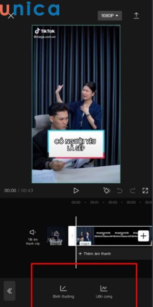 Lựa chọn tính năng tua video nhanh trên Capcut