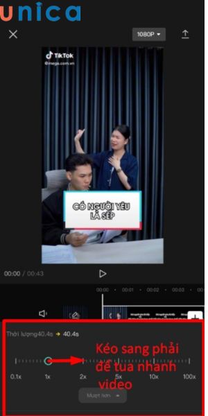 Điều chỉnh tốc độ tua video trên Capcut