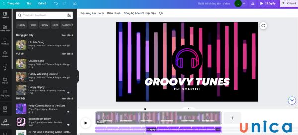 Cách ghép nhạc vào video trên canva