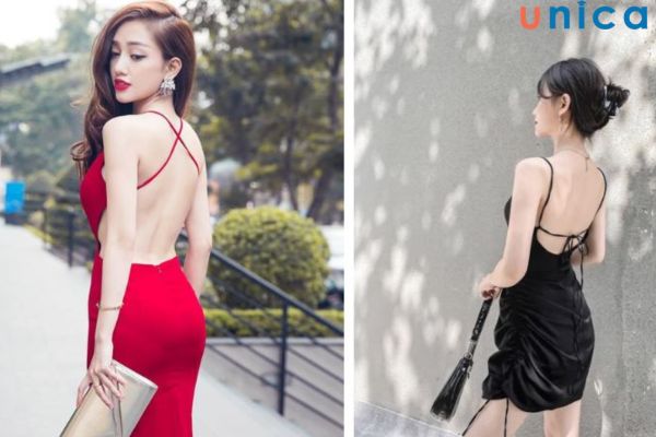 Tạo dáng chụp hình khoe lưng với váy body