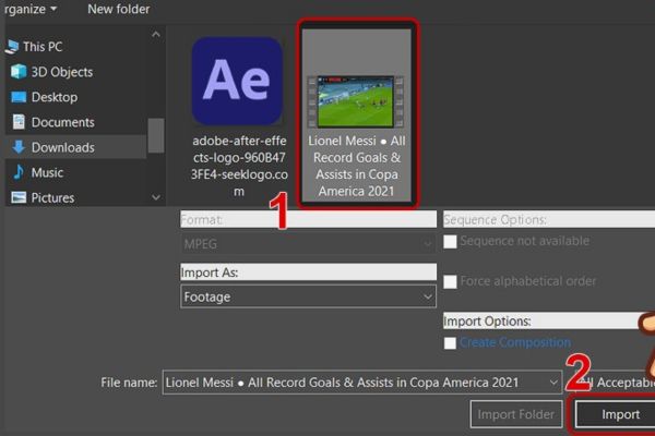 Chọn video sau đó chọn Import
