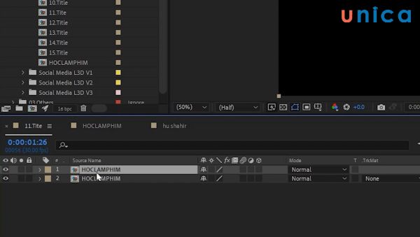 Làm việc với Composition có trong tất cả các phiên bản phần mềm after effect