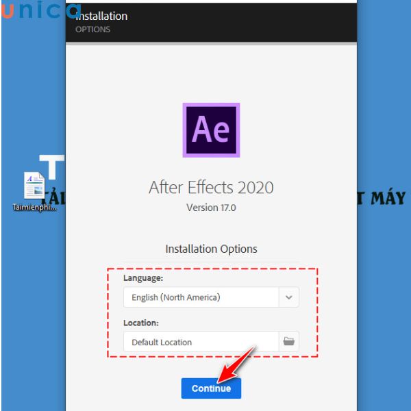 Nhấn Continue để tiếp tục tải phần mềm về máy