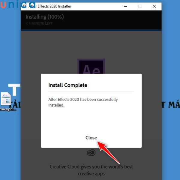 Nhấn Close khi hoàn thành