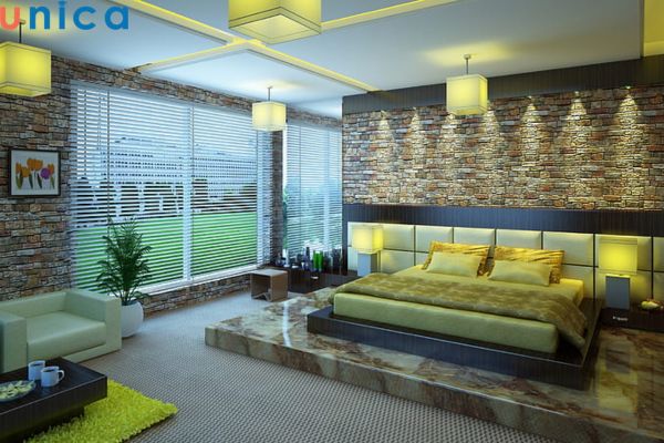 Màu xanh lá giúp tạo không gian yên tĩnh, thoáng mát cho căn phòng