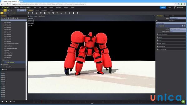 Clara.io là một phần mềm làm phim hoạt hình 3D trực tuyến và miễn phí