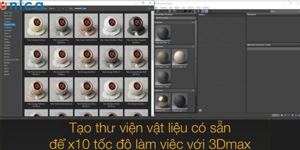 Phần mềm Corona Render cung cấp nhiều mẫu vật liệu có sẵn