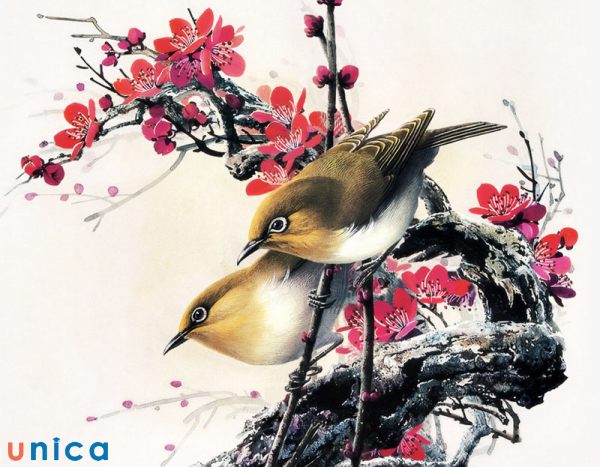 Đôi chim yến là biểu tượng của sự ấm no và sung túc trong cuộc sống nên treo tranh chim yến trong phòng ngủ để hóa giải khắc khẩu vợ chồng