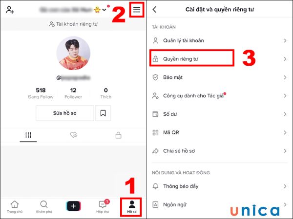 Công khai tài khoản tiktok