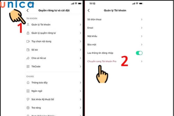 Cài đặt quyền riêng tư cho tài khoản