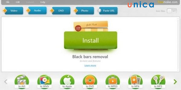 Giao diện ứng dụng Freemake Video Converter