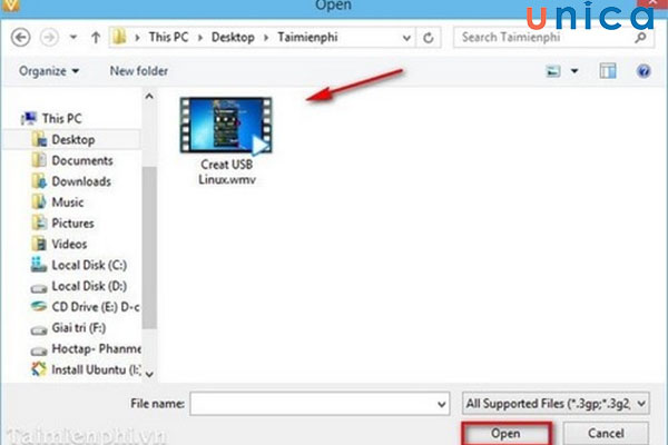 Chọn video tải lên trên ứng dụng