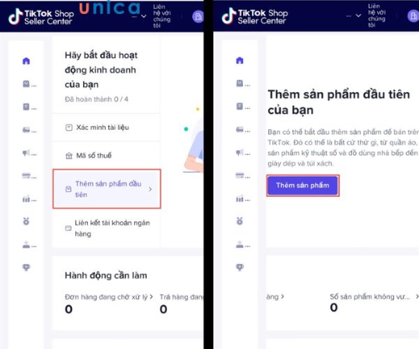 Chọn mục Thêm sản phẩm đầu tiên để bắt đầu kinh doanh
