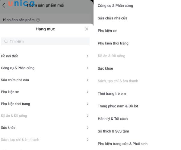 Chọn các trường cơ bản của sản phẩm
