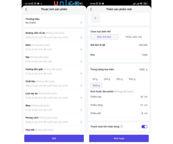 Điền đầy đủ thông tin mô tả sản phẩm