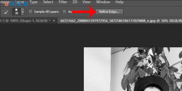 Nhấn vào Refine Edge