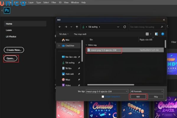 Tải ảnh cần tách nền lên Photoshop