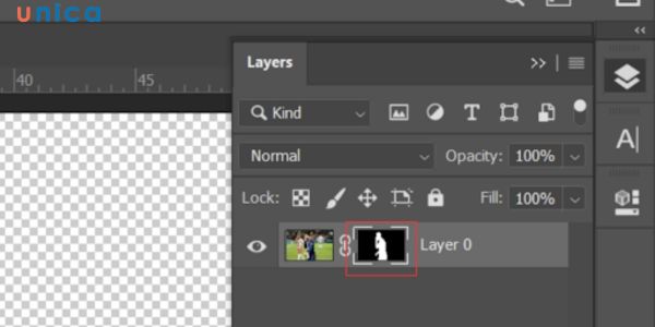 Nhấp double click vào hình đen trắng bên cạnh tấm hình xem trước trên bảng Layers