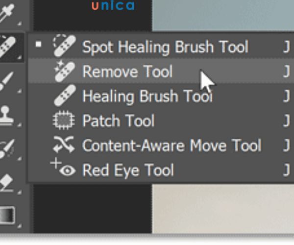 Nhấp chuột vào Spot Healing Brush