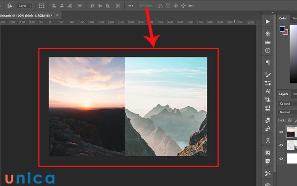 Ghép ảnh vào khung trong photoshop từ 2 hình khác nhau