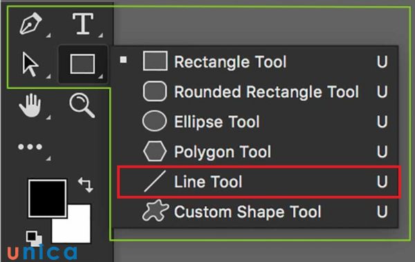 Chọn Line Tool từ thanh công cụ hoặc nhấn U