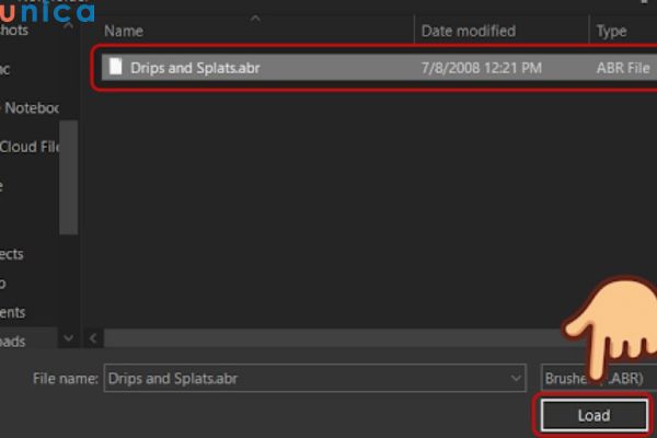 Chọn file Brush sau đó chọn Load