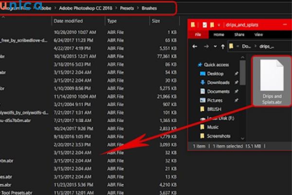 Kéo và thả file Brush vào thư mục