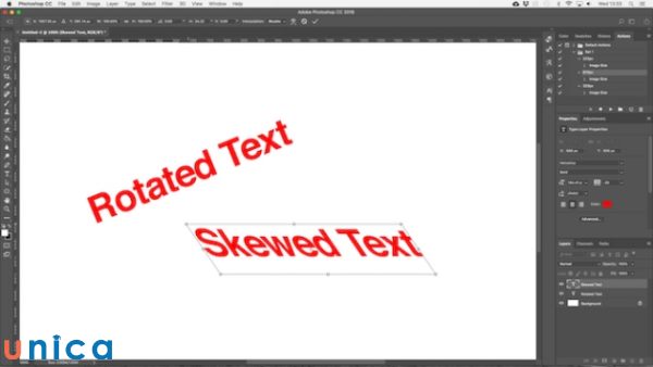 Sử dụng công cụ Free Transform để kéo chữ