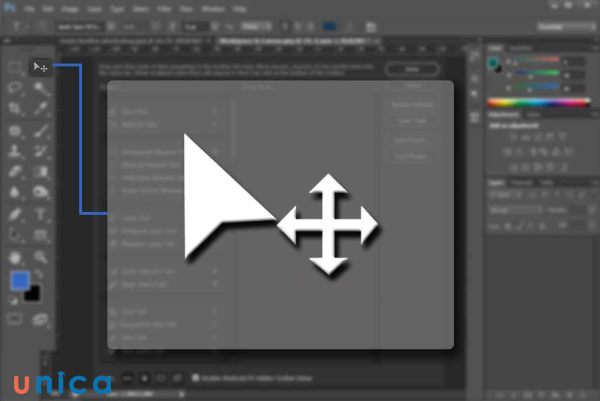 Di chuyển chữ bằng công cụ Move Tool