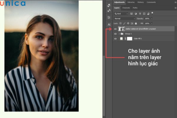 Cho layer nằm trên hình lục giác