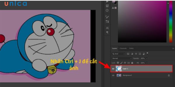 Nhấn Ctrl + J để cắt ảnh