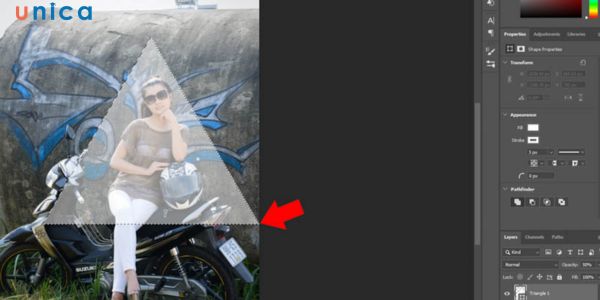 Tam giác chuyển thành vùng chọn