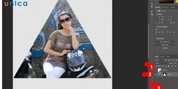 Hoàn thành thao tác cắt ảnh hình tam giác