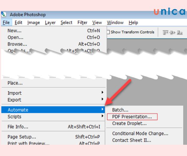Cách xuất nhiều file photoshop sang pdf