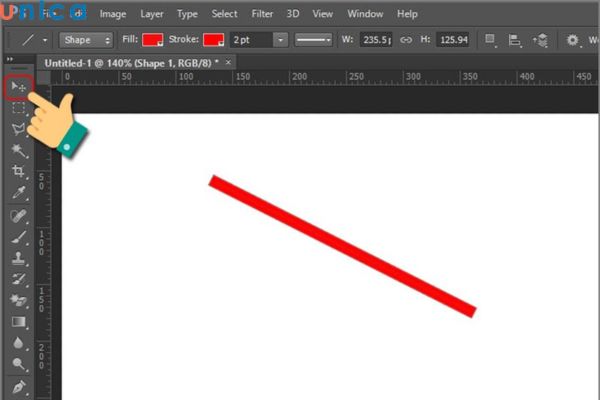 Click chuột để tạo điểm neo đầu tiên