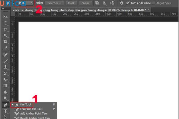 Lựa chọn công cụ vẽ Pen Tool
