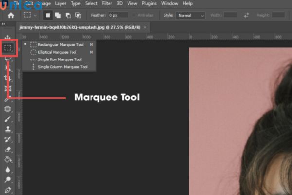 Lựa chọn chức năng Marquee Tool