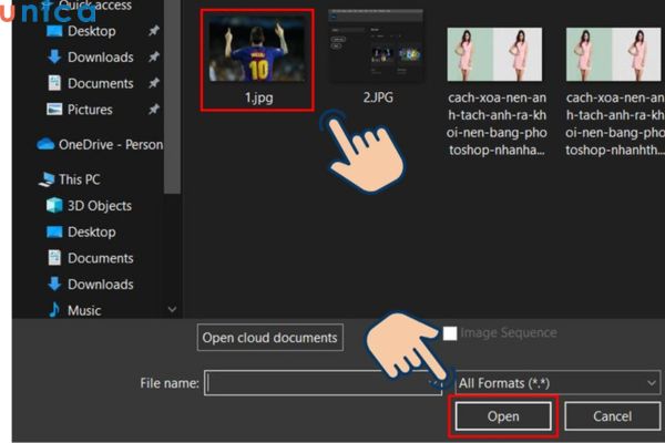 Lựa chọn ảnh tải lên để tách nền