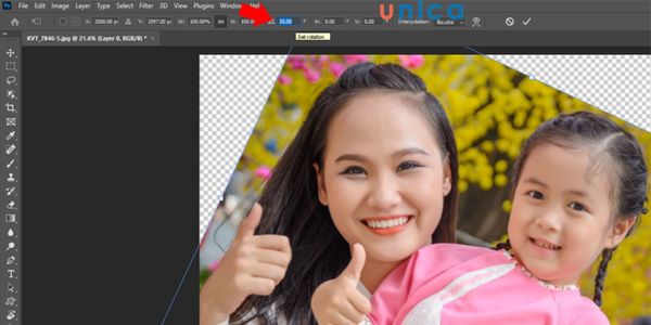 Thay đổi thông số để chỉnh ảnh nghiêng thành thẳng