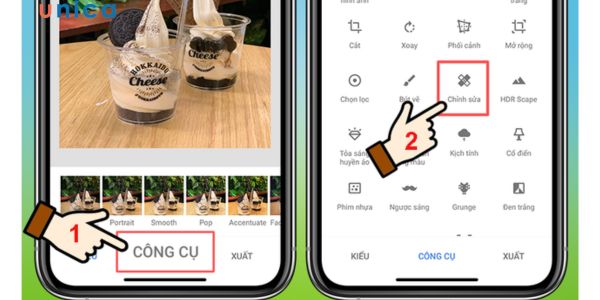 Chọn công cụ để xóa chữ trên ảnh