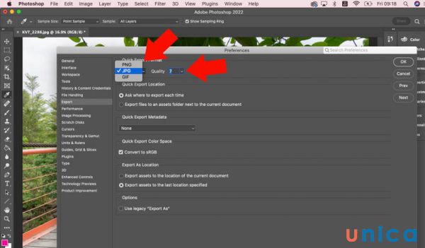 Xuất file định dạng JPEG chất lượng thấp