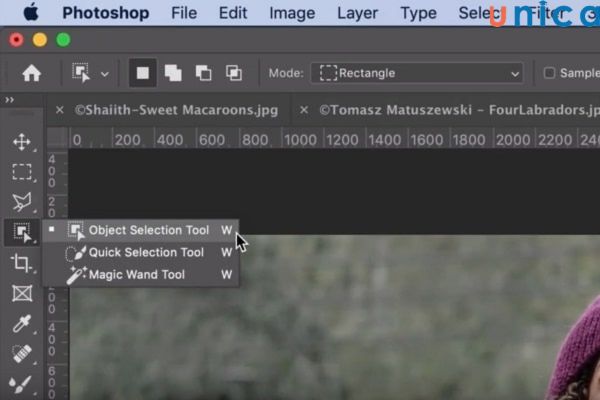 Chọn Magic Wand Tool trên thanh công cụ của photoshop