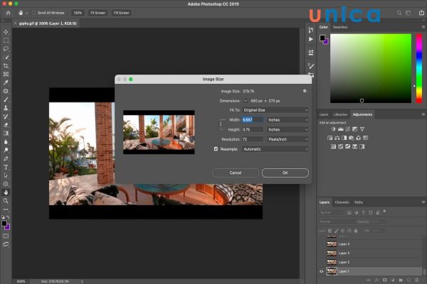 Thay đổi kích thước GIF trong Image Size