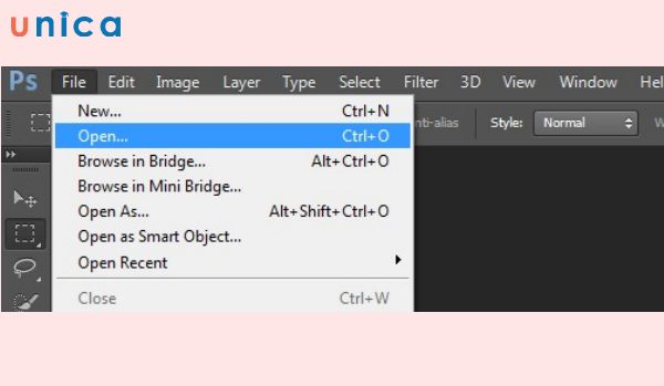 Mở tệp GIF trong Photoshop