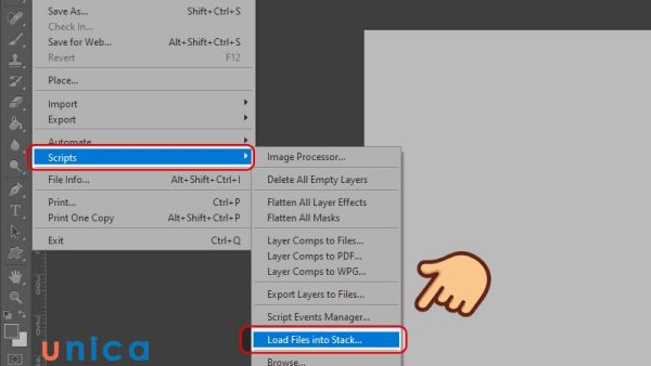 Chọn lệnh Load Files into Stack